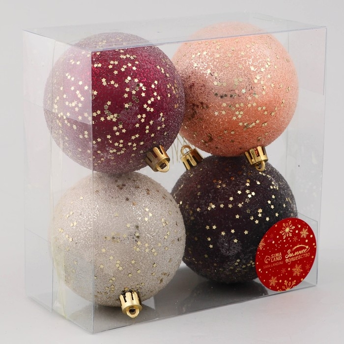 Набор шаров пластик d-8 см, 4 шт Набор шаров пластик d-8 см, 4 шт "Мэдисон" микс