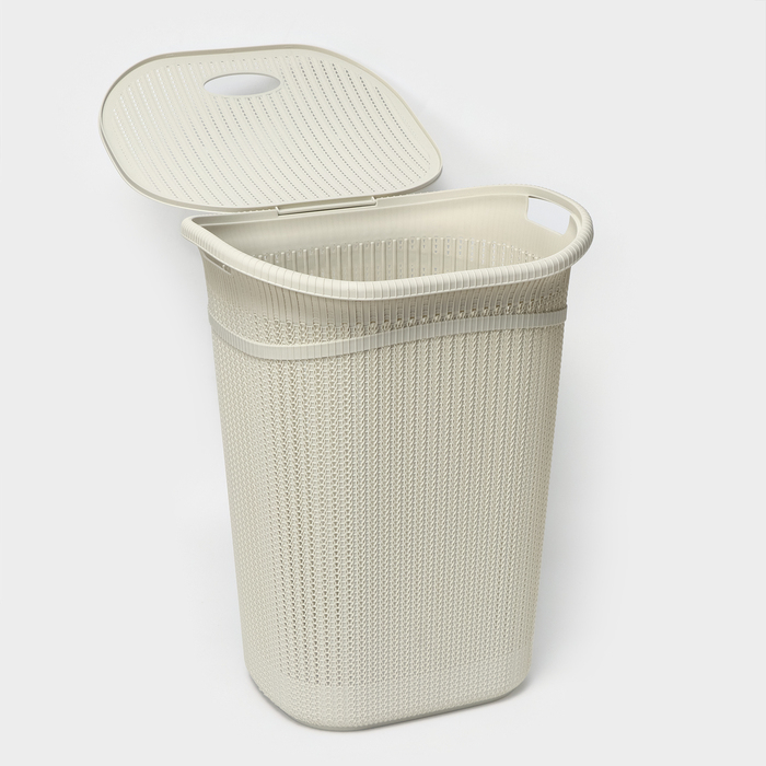 Корзина бельевая с крышкой «Вязание», 55 л, 45×36×57 см, цвет белый ротанг Корзина бельевая с крышкой «Вязание», 55 л, 45×36×57 см, цвет белый ротанг