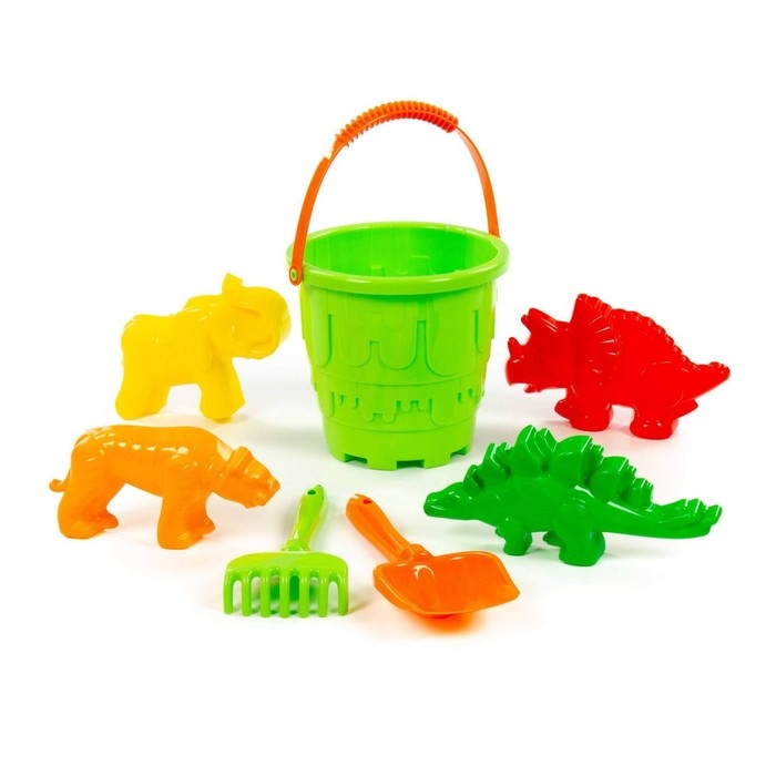 Набор для игры в песке №527: ведро-замок большое, лопатка №5, грабельки №5, формочки Набор для игры в песке №527: ведро-замок большое, лопатка №5, грабельки №5, формочки