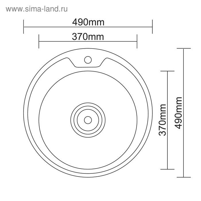 Мойка кухонная Accoona AD4949, врезная, круглая, толщина 0.6 мм, 490х165 мм, матовая Мойка кухонная Accoona AD4949, врезная, круглая, толщина 0.6 мм, 490х165 мм, матовая