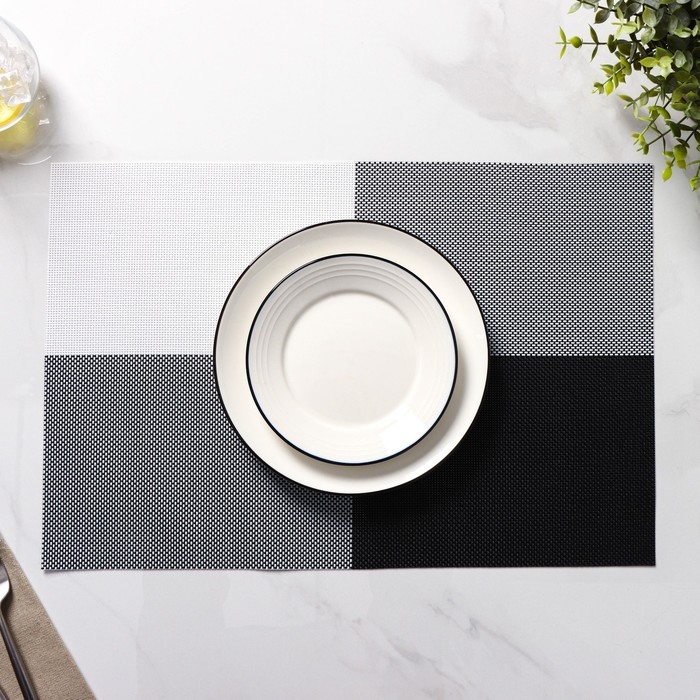 Салфетки сервировочные на стол Доляна «Настроение», 4 шт, 45×30 см, цвет бело-чёрный Салфетки сервировочные на стол Доляна «Настроение», 4 шт, 45×30 см, цвет бело-чёрный