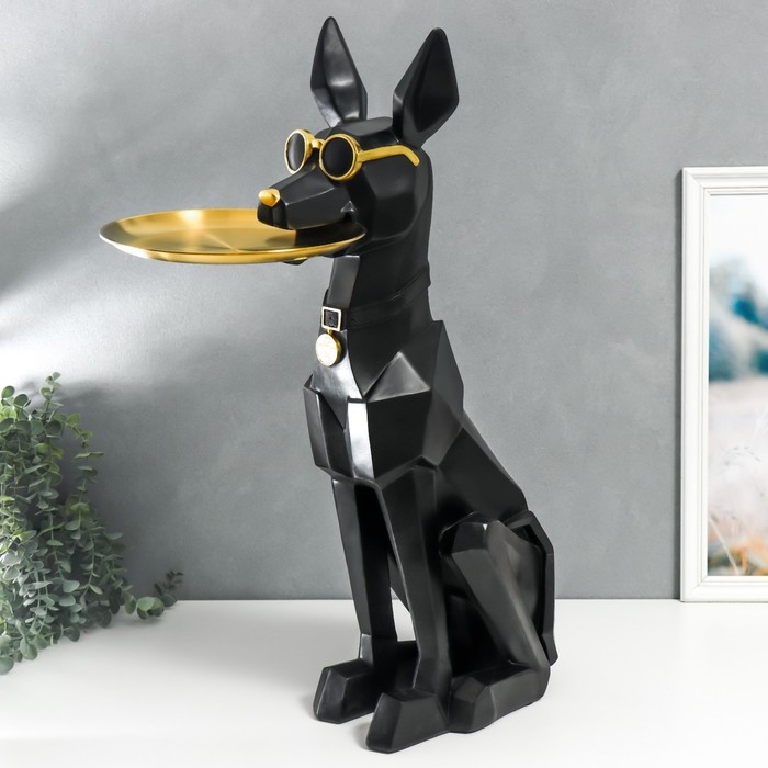 Сувенир полистоун подставка 3D Сувенир полистоун подставка 3D "Чёрный пёс в очках" d=26 см 77х26х20 см