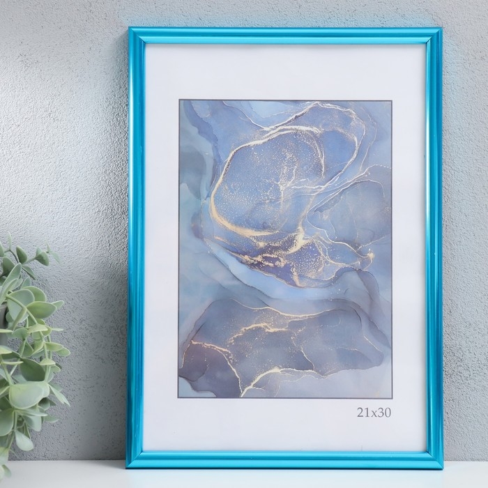 Фоторамка пластик Фоторамка пластик "Радуга" 21х30 см, аквамарин металлик