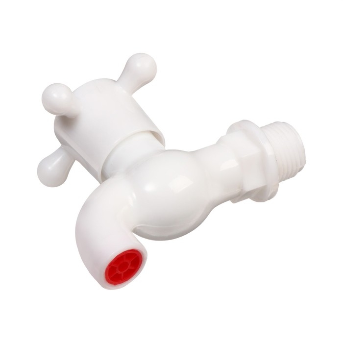 Кран, наружная резьба 1/2" (12 мм), для шланга 1/2" (12 мм), пластик, Greengo