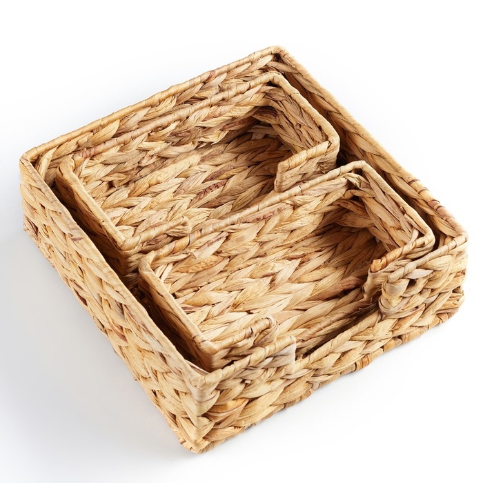 Набор из 3-х корзин Набор из 3-х корзин "Золотистый колос", 26 х 9 см, водный гиацинт