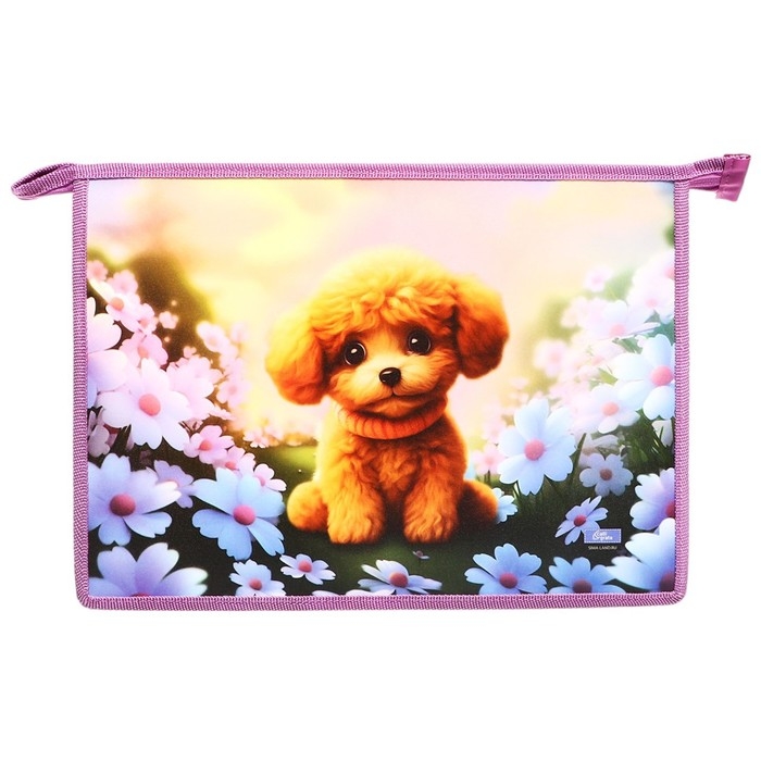 Папка для тетрадей А4, 325 х 230 х 55 мм, молния сверху, пластиковая, ПМ-А4-29 Calligrata  Папка для тетрадей А4, 325 х 230 х 55 мм, молния сверху, пластиковая, ПМ-А4-29 Calligrata "Пушистик"