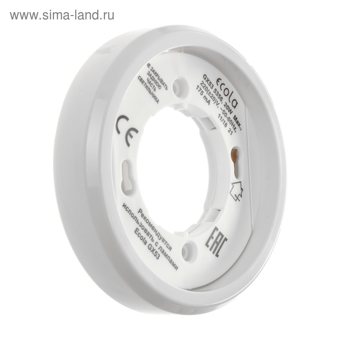 Светильник накладной Ecola 5356, GX53, IP20, 220 В, 18x95 мм, белый Светильник накладной Ecola 5356, GX53, IP20, 220 В, 18x95 мм, белый