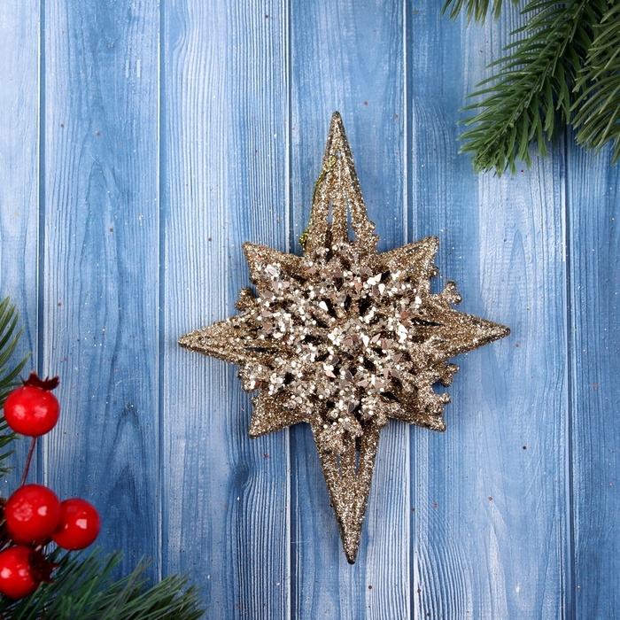 Украшение ёлочное Украшение ёлочное "Звезда грация блеск" 13,5х9 см, золото