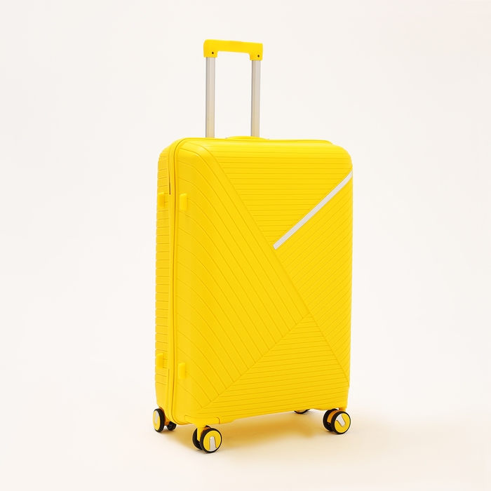 Чемодан большой 100 л (L), отдел на молнии, кодовый замок, 4 колеса, цвет жёлтый Чемодан большой 100 л (L), отдел на молнии, кодовый замок, 4 колеса, цвет жёлтый