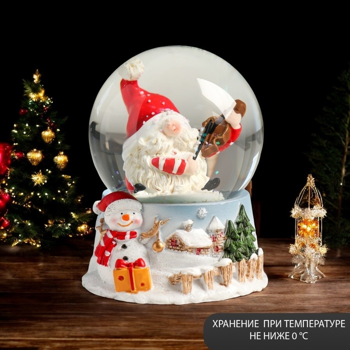 Сувенир полистоун водяной шар Сувенир полистоун водяной шар "Дед Мороз со скрипкой" 7х8х9 см