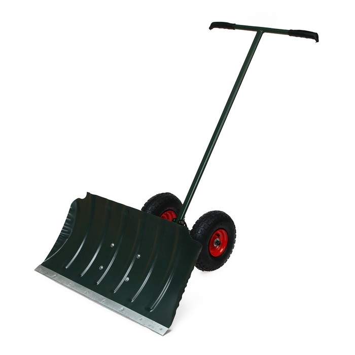 Движок металлический для уборки снега, на колёсах, ковш МИКС 430 × 750 мм, металлическая планка, металлическая ручка цвет МИКС