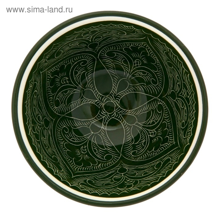 Пиала чайная Риштанская керамика Пиала чайная Риштанская керамика "Узоры" большая, зелёная, 11 см
