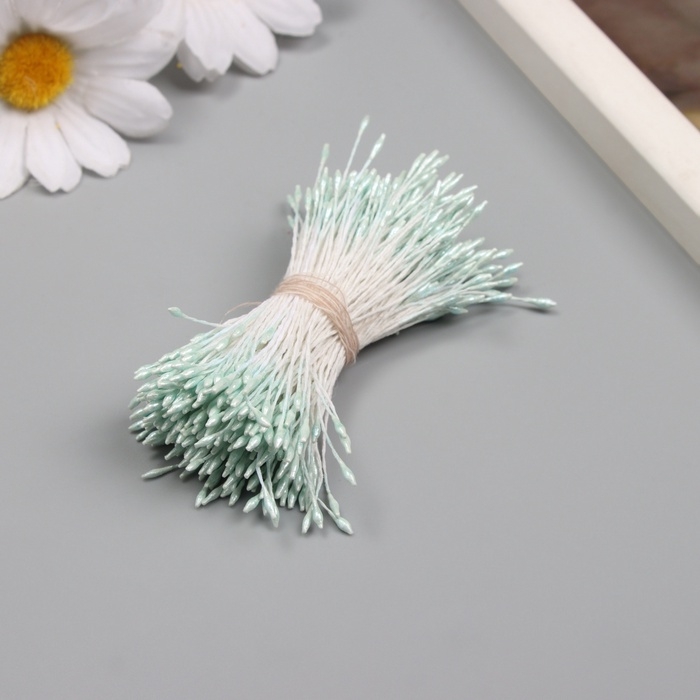 Тычинки для искусственных цветов глянец "Рисинки" серо-голубой набор 360 шт длина 6 см