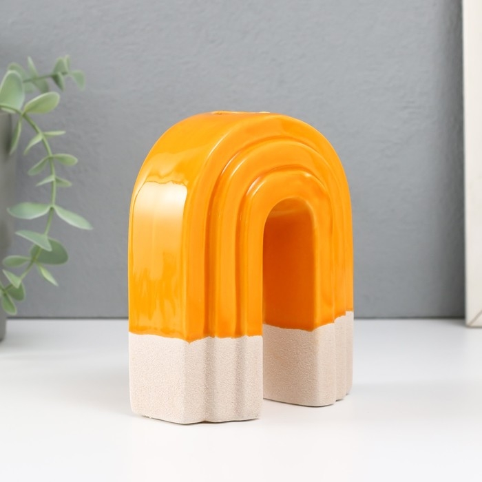 Подсвечник керамика на 1 свечу  Подсвечник керамика на 1 свечу "Скара" песочно-оранжевый 10,2х6х12,8 см