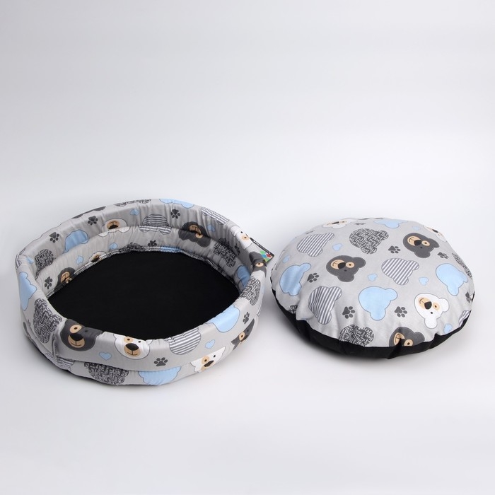 Лежанка круглая LOWCOST СТМ-30, 40 х 40 х 12, поплин,  Лежанка круглая LOWCOST СТМ-30, 40 х 40 х 12, поплин, "медведи"
