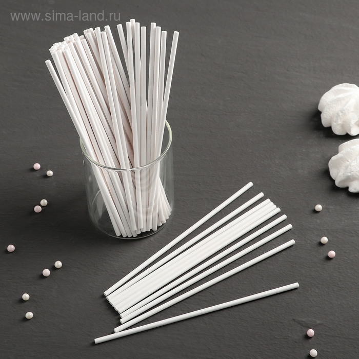 Набор палочек для кондитерских изделий Доляна, d=0,3 см, 15 см, 50 шт, цвет белый Набор палочек для кондитерских изделий Доляна, d=0,3 см, 15 см, 50 шт, цвет белый