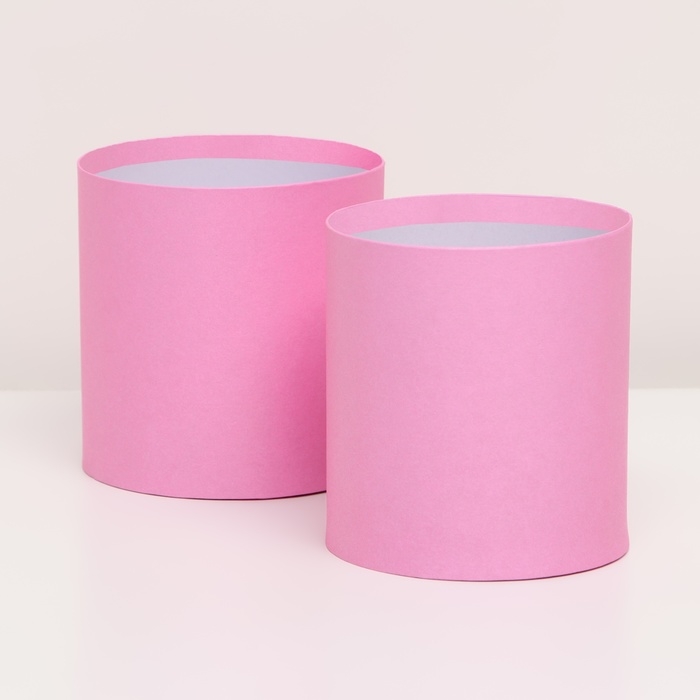 Набор круглых коробок 2в1 , Набор круглых коробок 2в1 ,"Розовый", без крышки, 10 х 10 х 10,5см