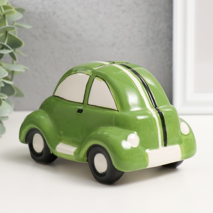 Копилка керамика  Копилка керамика "Машинка с глазками" зелёная 13х7,8х7,4 см