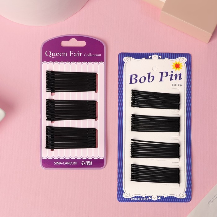 Невидимка для волос Невидимка для волос "Гладкие" (набор 40 шт) 6 см, чёрный