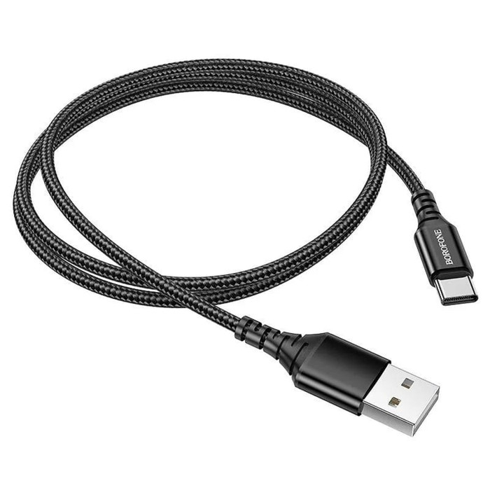 Кабель Borofone BX54, Type-C - USB, 2.4 А, 1 м, нейлоновая оплётка, чёрный