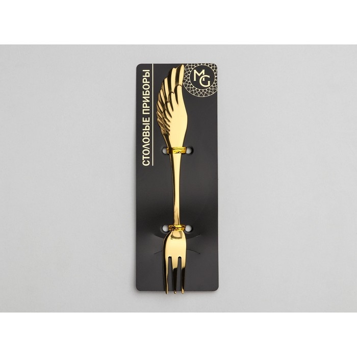 Вилка десертная из нержавеющей стали Magistro Wings, длина 14 см, цвет золотой Вилка десертная из нержавеющей стали Magistro Wings, длина 14 см, цвет золотой