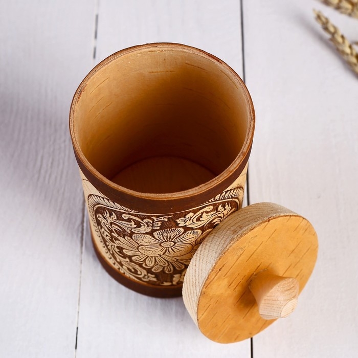 Туес Туес "Цветочки", круглый, береста