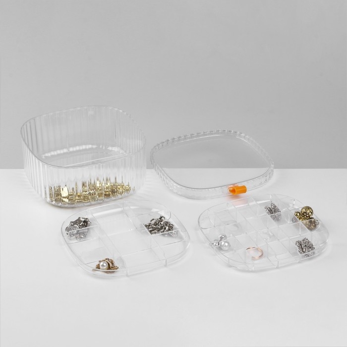 Органайзер для хранения украшений «Лео» 3 уровня, 32 ячейки, 15×15×7,5 см, цвет прозрачный Органайзер для хранения украшений «Лео» 3 уровня, 32 ячейки, 15×15×7,5 см, цвет прозрачный