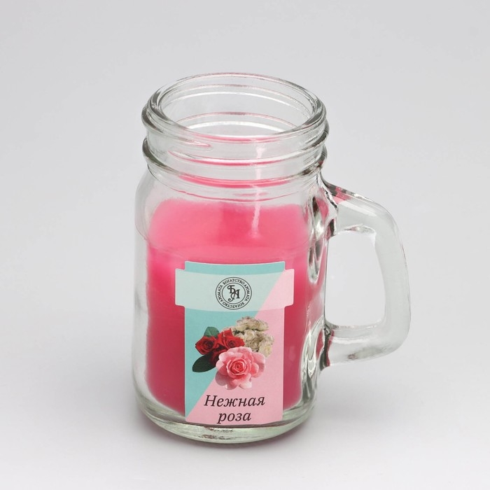 Свеча ароматическая в банке  Свеча ароматическая в банке "Нежная роза", 7,2 х 8,5 см, 190 г