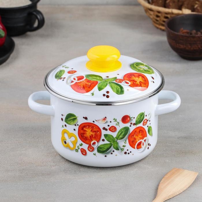 Кастрюля цилиндрическая «Каприче», 2 л, металлическая крышка, с ободком, индукция, цвет белый Кастрюля цилиндрическая «Каприче», 2 л, металлическая крышка, с ободком, индукция, цвет белый