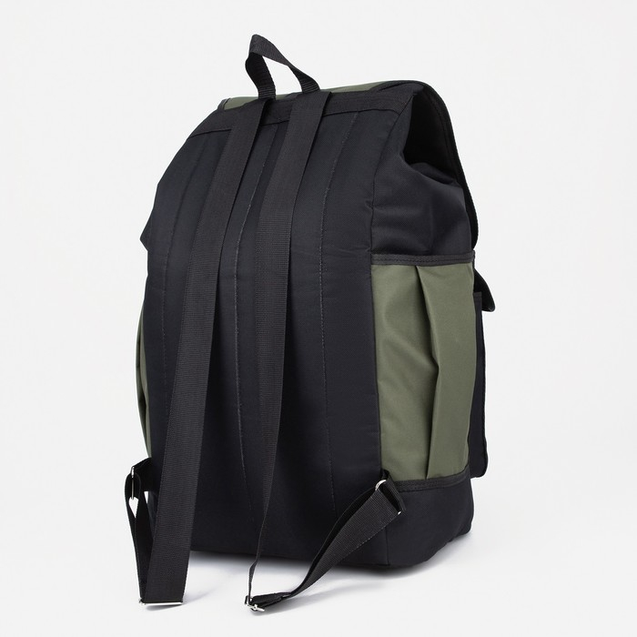 Рюкзак туристический на шнурке, 55 л, 4 наружных кармана, «ЗФТС», цвет чёрный/хаки Рюкзак туристический на шнурке, 55 л, 4 наружных кармана, «ЗФТС», цвет чёрный/хаки