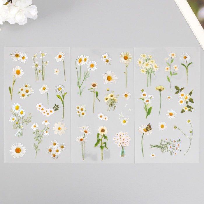 Наклейки пластик Наклейки пластик "Ромашки" набор 6 листов 10х18 см
