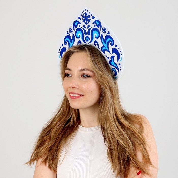 Новый год! Карнавальный кокошник «Снежная принцесса» из фетра Новый год! Карнавальный кокошник «Снежная принцесса» из фетра