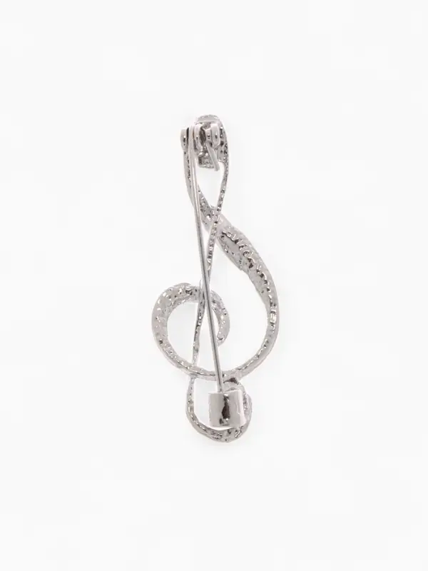 Брошь &laquo;Нота. Скрипичный ключ&raquo;, чёрная в серебре