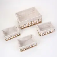 Корзины для хранения &laquo;Кантри&raquo;, набор 4 шт.: 3 шт. 20.5&times;13&times;8.5, 1 шт. 32&times;23&times;14 см, ручной работы, прямоугольные