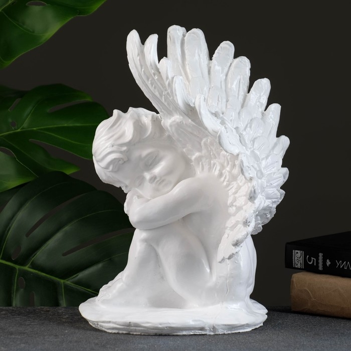 Фигура  Фигура "Ангел средний с крыльями" белый, 18х28х20см