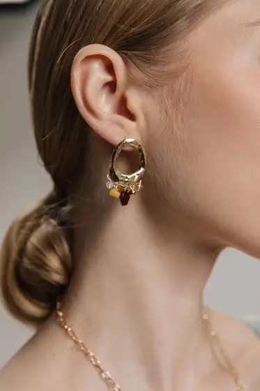 Серьги акрил &laquo;Стиль&raquo;, галтовка, коричневые в золоте