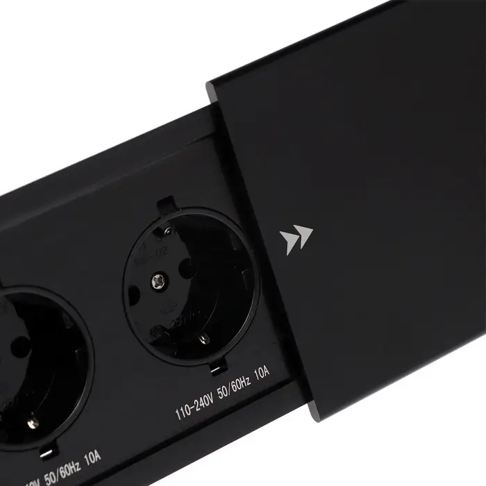 Блок розеточный в стол, сдвижная крышка, 10 А, 3 розетки, провод 1.8 м, чёрный