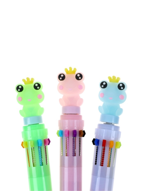 Ручка шариковая автоматическая 10-ти цветная, МИКС Лягушка-спиннер Ручка шариковая автоматическая 10-ти цветная, МИКС Лягушка-спиннер