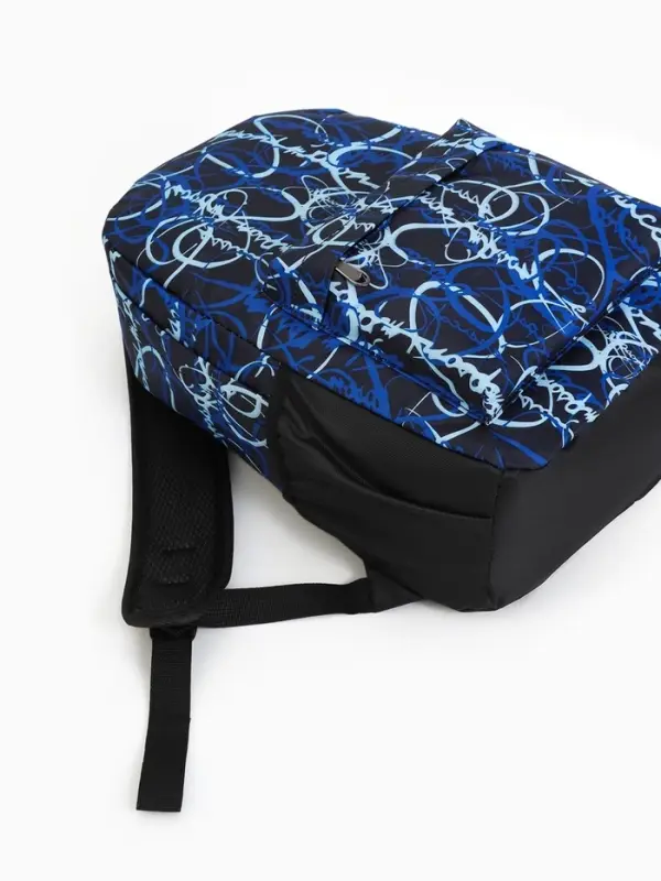 Рюкзак школьный на молнии, с карманами, с надписями, размер 30&times;13&times;42 см, синий