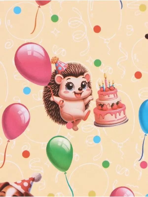 Бумага упаковочная &laquo;Зверята с шарами&raquo;, глянец, 100&times;70 см