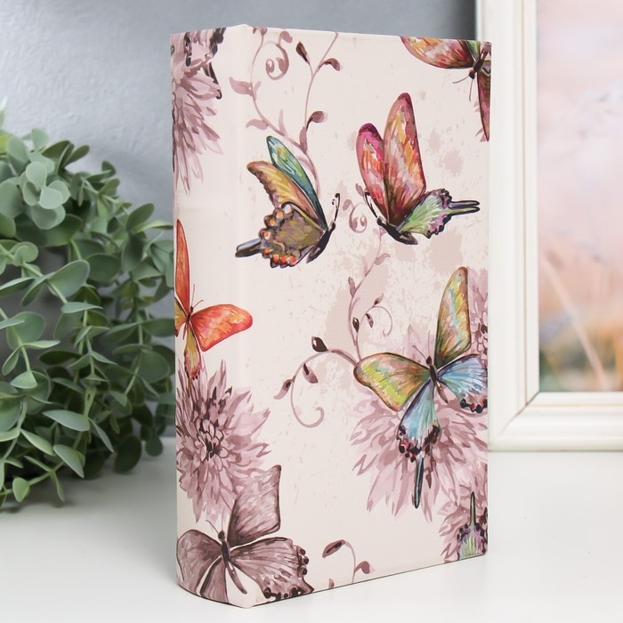 Сейф-книга дерево кожзам Сейф-книга дерево кожзам "Бабочки и астры" 21х13х5 см