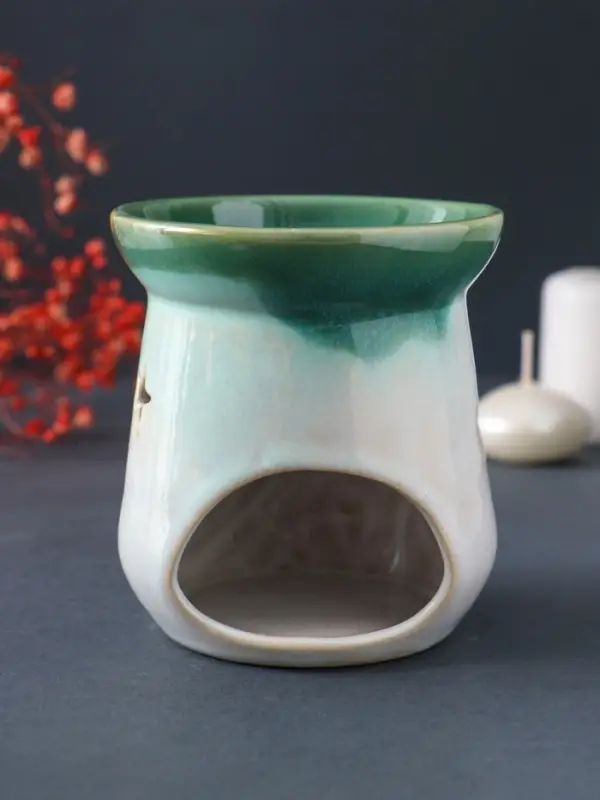 Аромалампа для эфирных масел &laquo;Море волнуется&raquo;, керамика, зелёный, 8.6&times;8.6&times;9.8 см