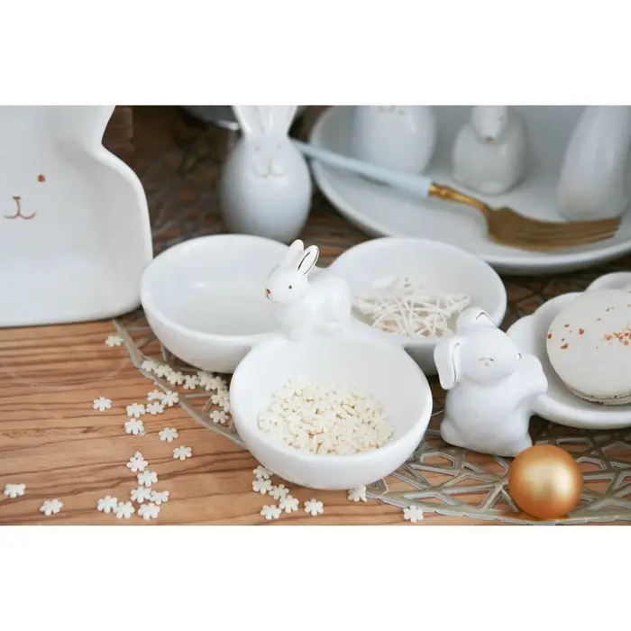 Менажница 3 ячейки Доляна &laquo;Зайка в золотом&raquo;, 16.5&times;7.5 см, доломит, белая