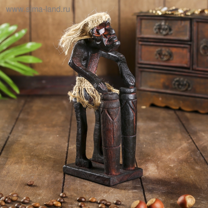 Сувенир «Абориген с двумя барабанами», 19×9×9 см, дерево Сувенир «Абориген с двумя барабанами», 19×9×9 см, дерево