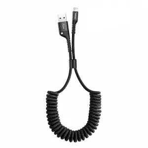 Кабель USB на Lightning 1M 2A Fish Eye Spring Data Cable Baseus черный CALSR-01