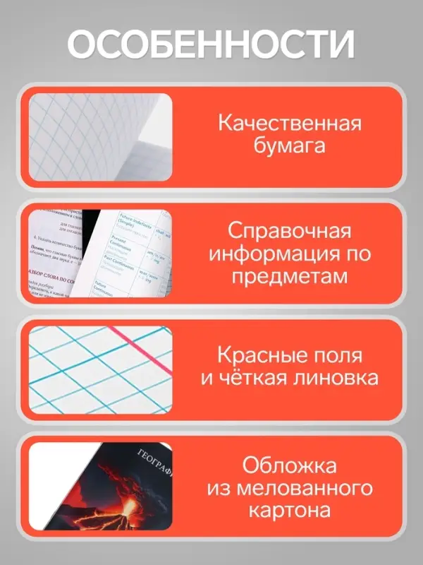 Предметная тетрадь по географии Calligrata TOP &laquo;Школьный стиль&raquo;, 48 листов, в клетку, со справочным материалом, пластиковая обложка