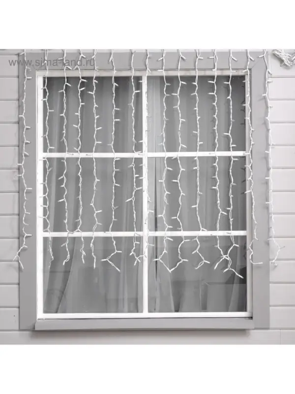 Гирлянда &laquo;Занавес&raquo; 2&times;1.5 м, IP65, УМС, белая нить каучук, 300 LED, свечение мульти, 220 В