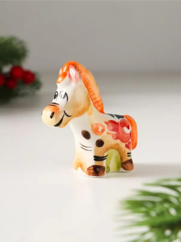 Сувенир Лошарик, 6х6х2см, гжель, цвет Сувенир Лошарик, 6х6х2см, гжель, цвет