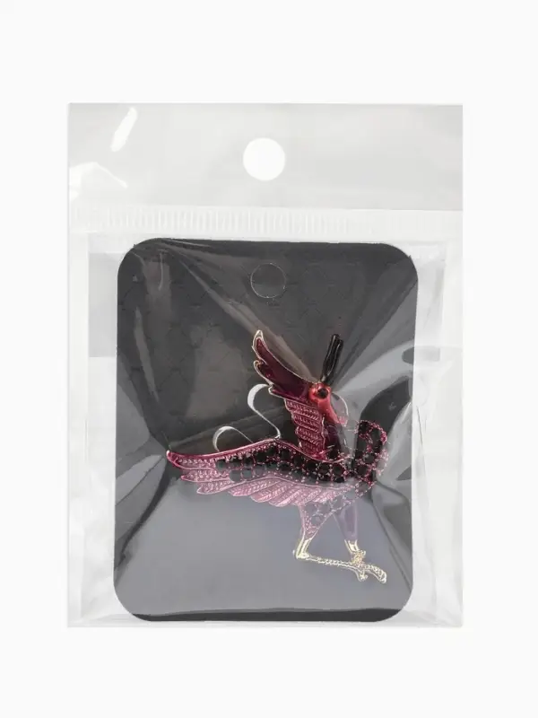 Брошь &laquo;Птица&raquo; аист, стразы, цвет фиолетовый в золоте