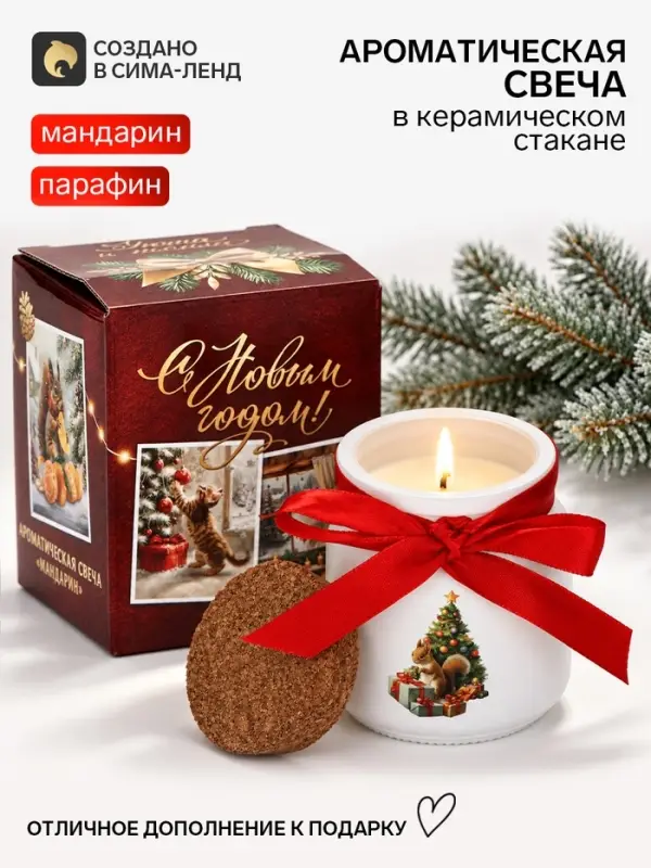 Ароматическая свеча в матовом стакане &laquo;Новогоднего уюта и тепла&raquo;, аромат мандарин